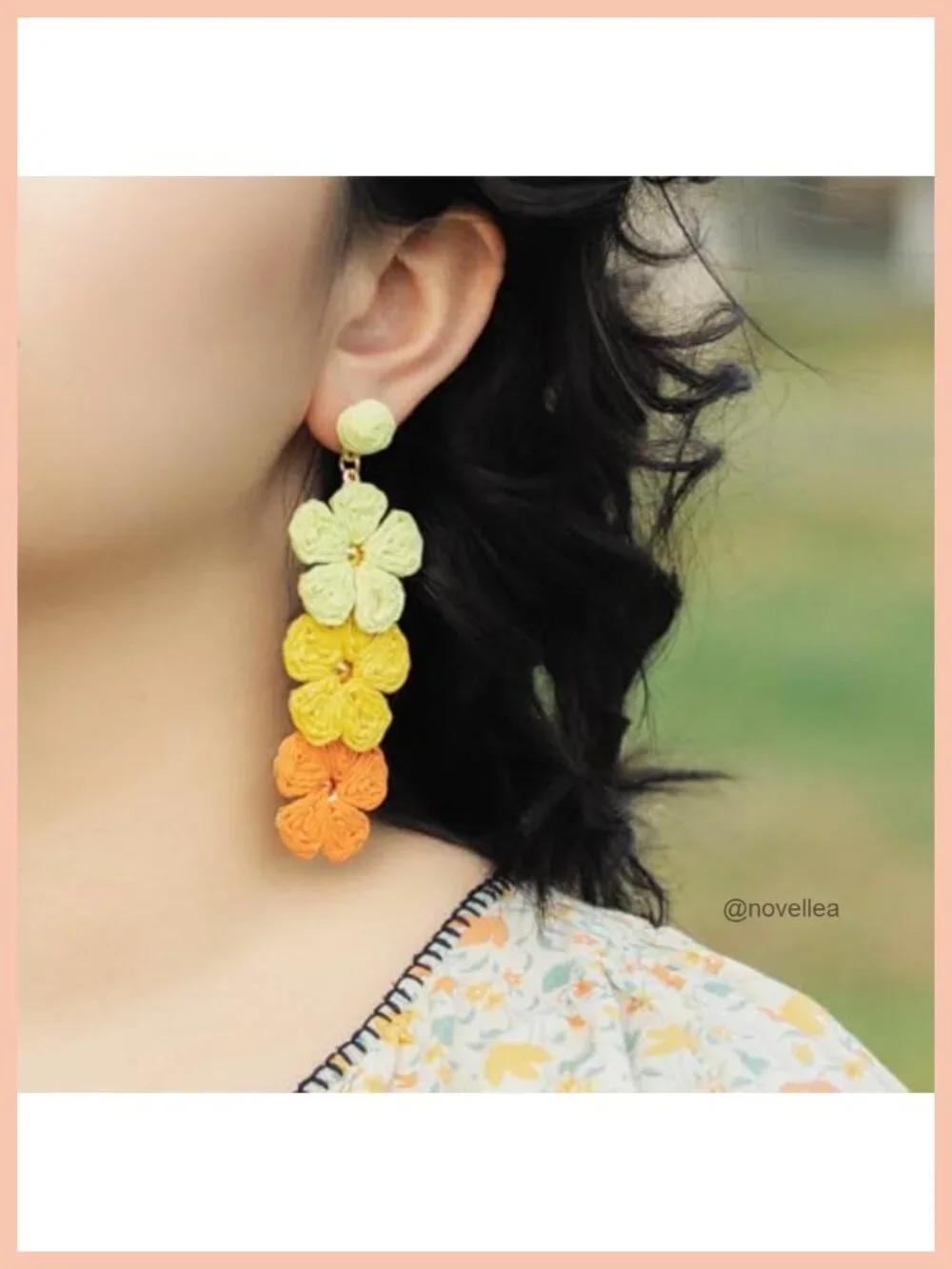 Raffia Flower Drop Earrings Handmade Boho Statement Dangle Jewelry